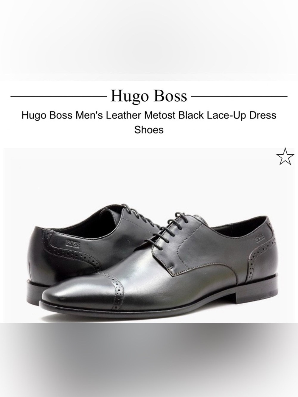 Hugo Boss Metost Sz 12 Black Leather Lace-Up Oxford Dress Shoes Orig $400
